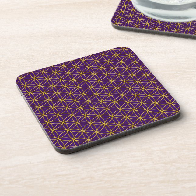 Flower of Life / Blume des Lebens - gold pattern Coaster (Left Side)