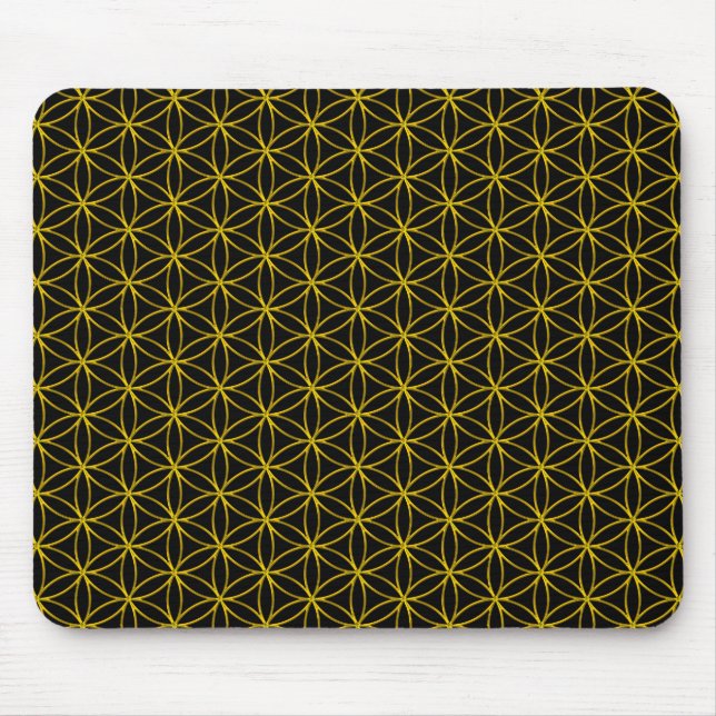 Flower of Life / Blume des Lebens - gold pattern Mouse Mat (Front)