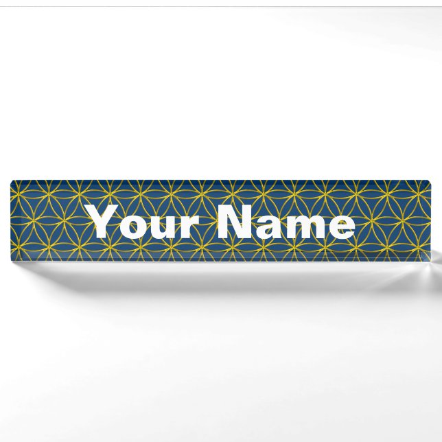 Flower of Life / Blume des Lebens - gold pattern Nameplate (Front)