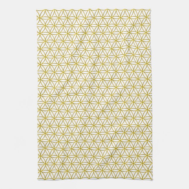 Flower of Life / Blume des Lebens - gold pattern Tea Towel (Vertical)