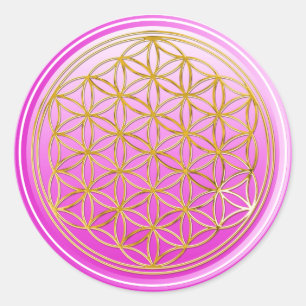 Flower Of Life / Blume des Lebens - GOLD pink Classic Round Sticker