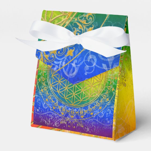 Flower of Life / Blume des Lebens - gold rainbow Favour Box (Front Side)