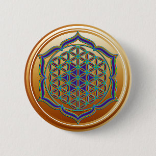 Flower Of Life / Blume des Lebens - Lotus Contour 6 Cm Round Badge