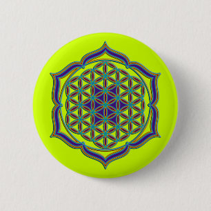 Flower Of Life / Blume des Lebens - Lotus Contour 6 Cm Round Badge