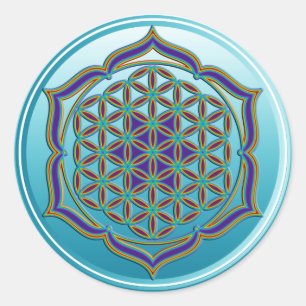 Flower Of Life / Blume des Lebens - Lotus Contour Classic Round Sticker