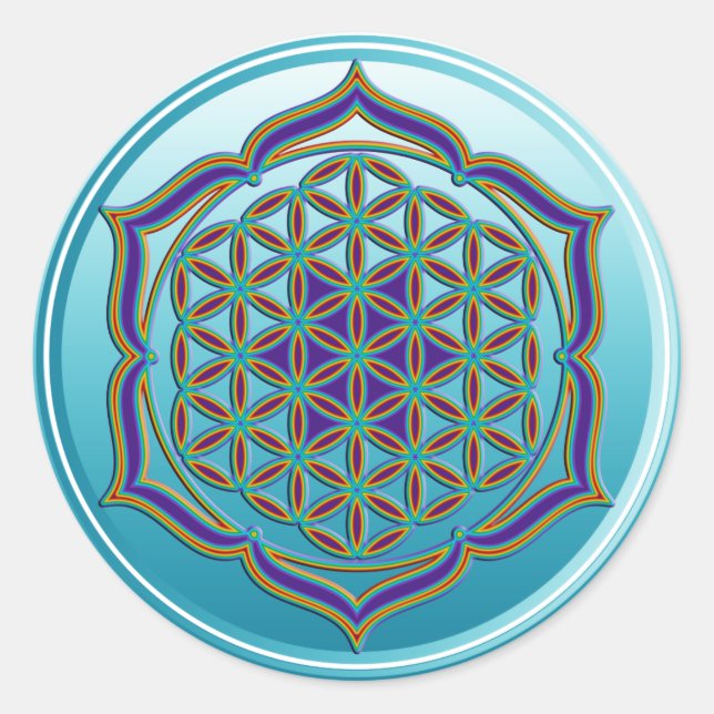 Flower Of Life / Blume des Lebens - Lotus Contour Classic Round Sticker (Front)