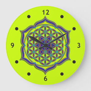 Flower Of Life / Blume des Lebens - Lotus Contour Large Clock