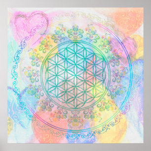 Flower of Life / Blume des Lebens - Love Hearts Poster