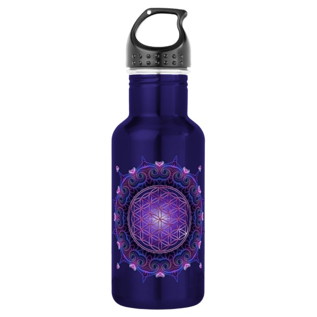 FLOWER OF LIFE / Blume des Lebens - Mandala I 532 Ml Water Bottle (Front)