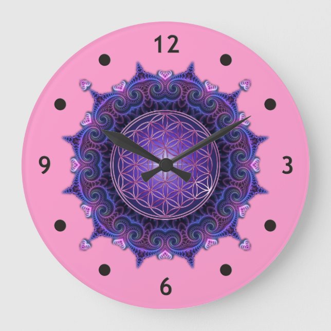 FLOWER OF LIFE / Blume des Lebens - Mandala I Large Clock (Front)