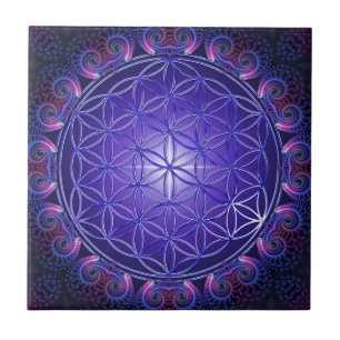 FLOWER OF LIFE / Blume des Lebens Mandala I Square Tile