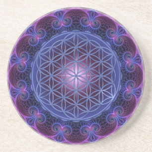 FLOWER OF LIFE/Blume des Lebens Mandala II Square Coaster