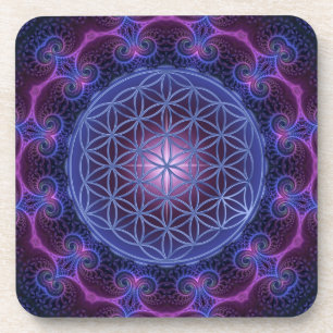 FLOWER OF LIFE/Blume des Lebens Mandala II Square Coaster