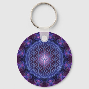 FLOWER OF LIFE/Blume des Lebens Mandala II Square Key Ring