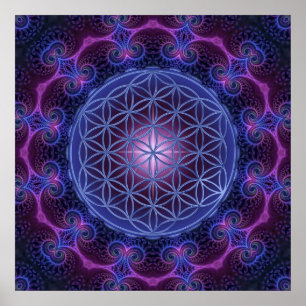 FLOWER OF LIFE/Blume des Lebens Mandala II Square Poster