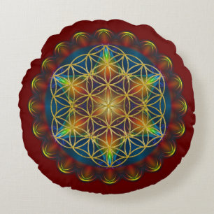 Flower Of Life / Blume des Lebens - Mandala III Round Cushion