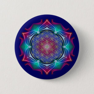 FLOWER OF LIFE / Blume des Lebens - Mandala IV 6 Cm Round Badge