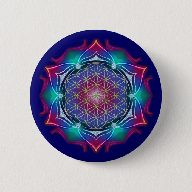 FLOWER OF LIFE / Blume des Lebens - Mandala IV 6 Cm Round Badge (Front)