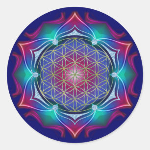 FLOWER OF LIFE / Blume des Lebens - Mandala IV Classic Round Sticker