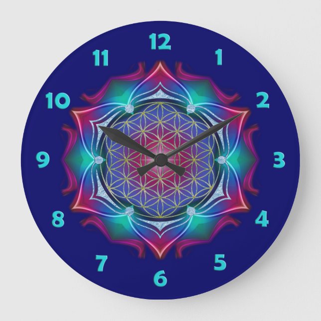 FLOWER OF LIFE / Blume des Lebens - Mandala IV Large Clock (Front)