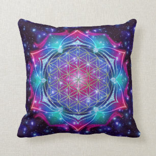 FLOWER OF LIFE/Blume des Lebens Mandala IV Square Cushion