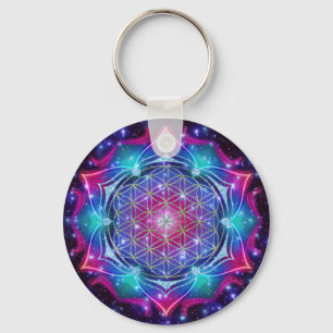 FLOWER OF LIFE/Blume des Lebens Mandala IV Square Key Ring