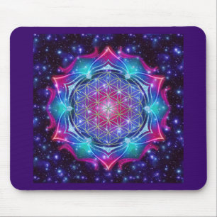 FLOWER OF LIFE/Blume des Lebens Mandala IV Square Mouse Mat