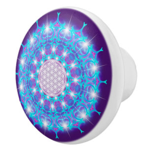 Flower Of Life / Blume des Lebens - Mandala Stars Ceramic Knob