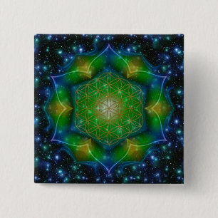 FLOWER OF LIFE/Blume des Lebens Mandala V Square 15 Cm Square Badge