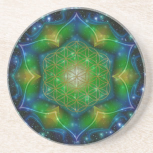FLOWER OF LIFE/Blume des Lebens Mandala V Square Coaster