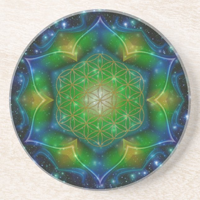 FLOWER OF LIFE/Blume des Lebens Mandala V Square Coaster (Front)