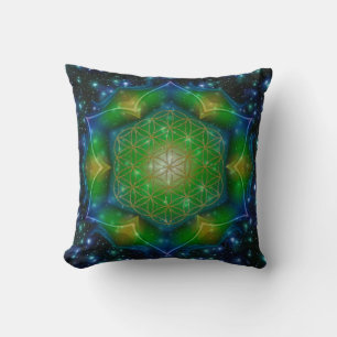 FLOWER OF LIFE/Blume des Lebens Mandala V Square Cushion