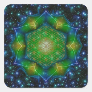 FLOWER OF LIFE/Blume des Lebens Mandala V Square Sticker