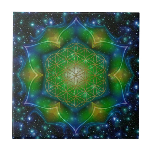 FLOWER OF LIFE/Blume des Lebens Mandala V Square Tile (Front)