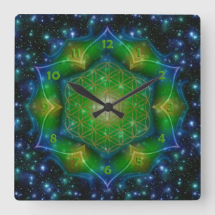 FLOWER OF LIFE/Blume des Lebens Mandala V Square Wall Clock