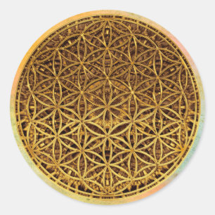 Flower Of Life / Blume des Lebens - medal gold Classic Round Sticker