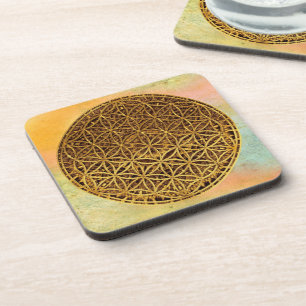 Flower Of Life / Blume des Lebens - medal gold Coaster