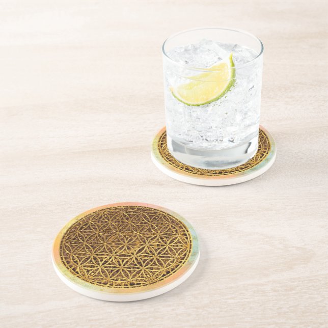 Flower Of Life / Blume des Lebens - medal gold Coaster (Side)