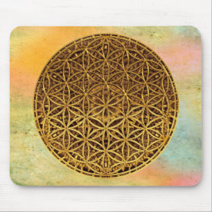 Flower Of Life / Blume des Lebens - medal gold Mouse Mat