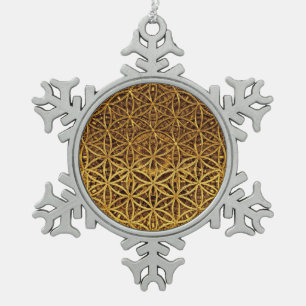 Flower Of Life / Blume des Lebens - medal gold Snowflake Pewter Christmas Ornament