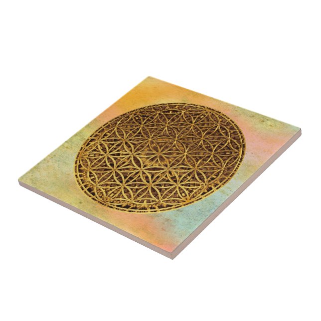 Flower Of Life / Blume des Lebens - medal gold Tile (Side)