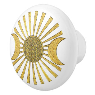Flower Of Life / Blume des Lebens - Moon Gold Ceramic Knob