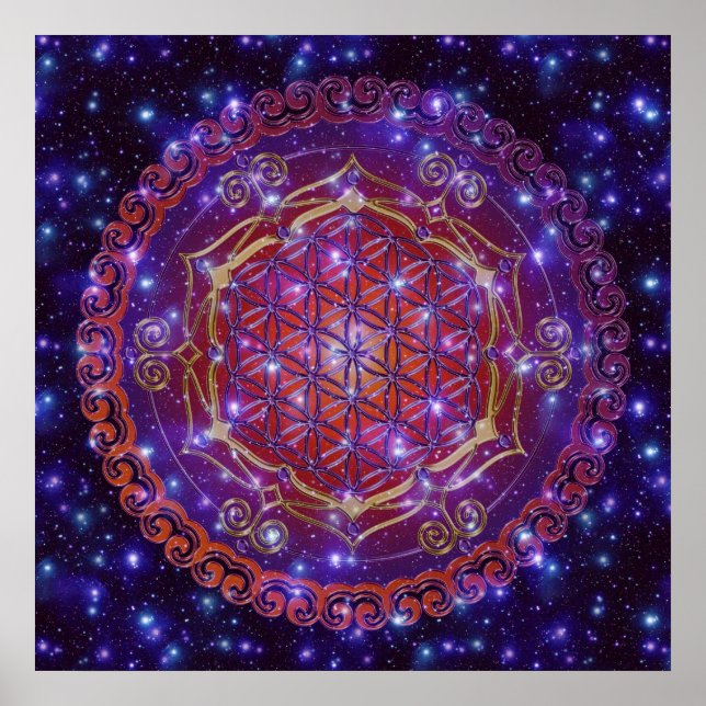FLOWER OF LIFE/Blume des Lebens Ornament I Square Poster (Front)