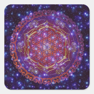 FLOWER OF LIFE/Blume des Lebens Ornament I Square Sticker