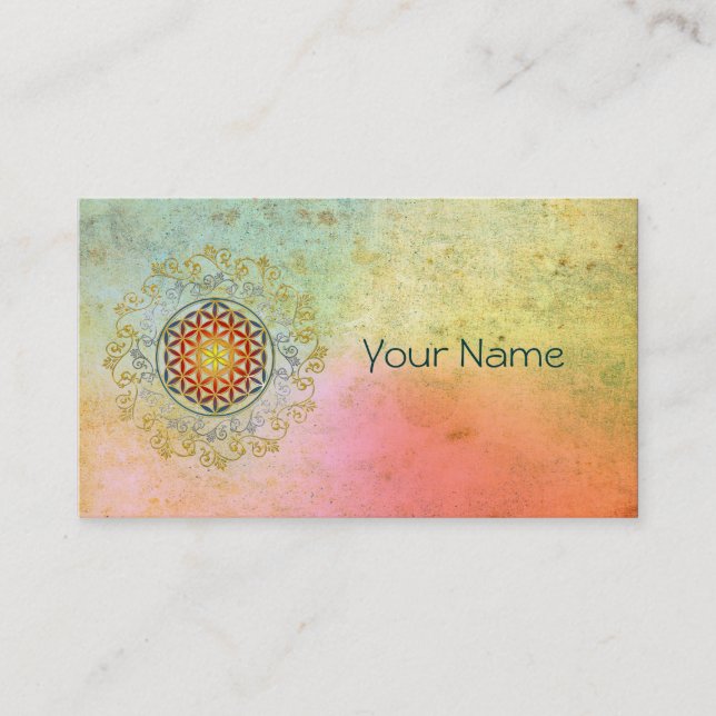 Flower of Life / Blume des Lebens - Ornament IV BG Business Card (Front)