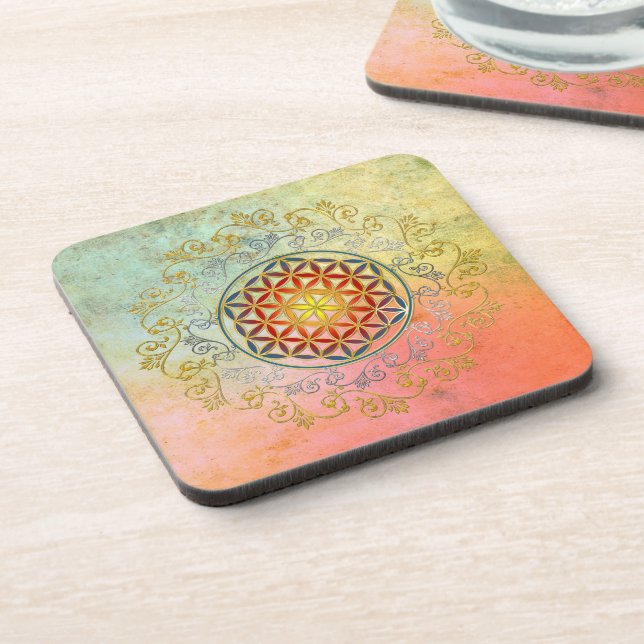 Flower of Life / Blume des Lebens - Ornament IV BG Coaster (Left Side)