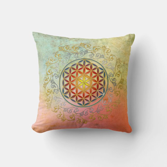 Flower of Life / Blume des Lebens - Ornament IV BG Cushion (Front)