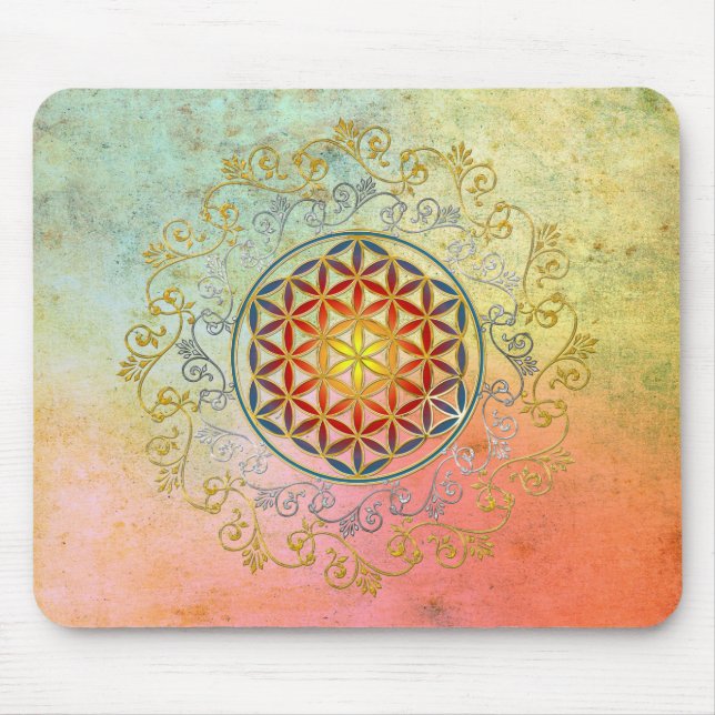 Flower of Life / Blume des Lebens - Ornament IV BG Mouse Mat (Front)