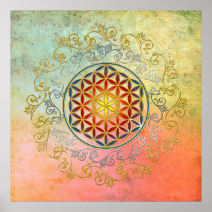 Flower of Life / Blume des Lebens - Ornament IV BG Poster