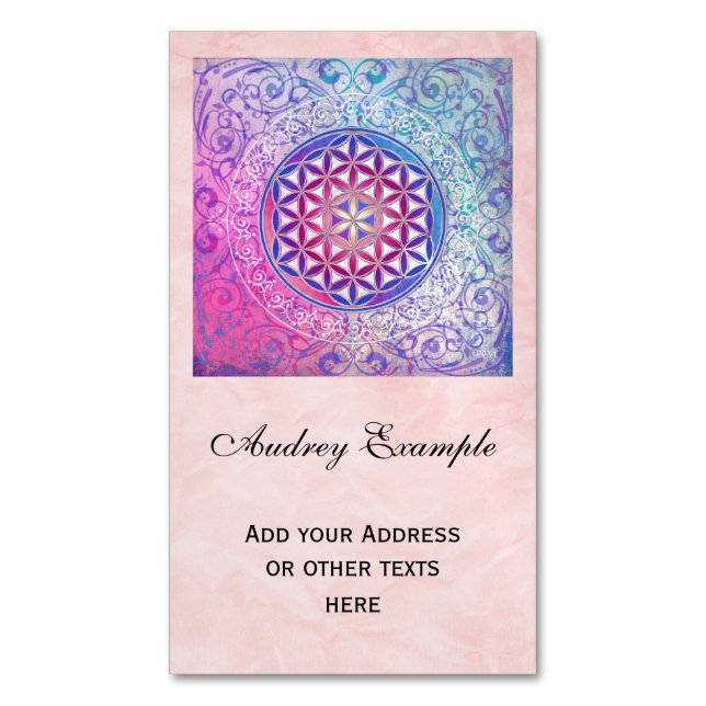 Flower Of Life / Blume des Lebens - Ornament V Magnetic Business Card (Front Vertical)